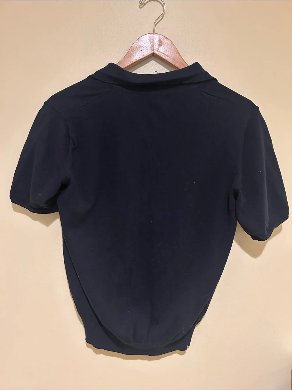 A.P.C. Navy Cotton Knit Polo Sweater Top With Pocket & Collar Detail Size M